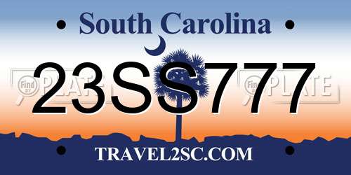 23SS777 South Carolina License Plate