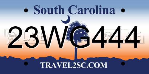 23WG444 South Carolina License Plate