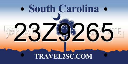 23Z9265 South Carolina License Plate