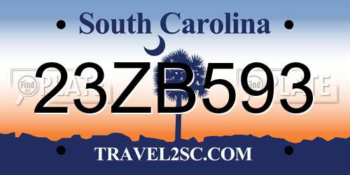 23ZB593 South Carolina License Plate
