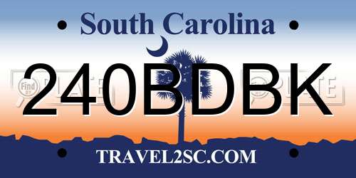 240BDBK South Carolina License Plate