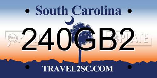 240GB2 South Carolina License Plate