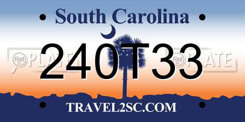 240T33 South Carolina License Plate