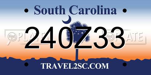 240Z33 South Carolina License Plate