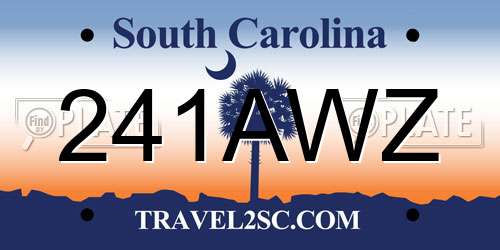241AWZ South Carolina License Plate