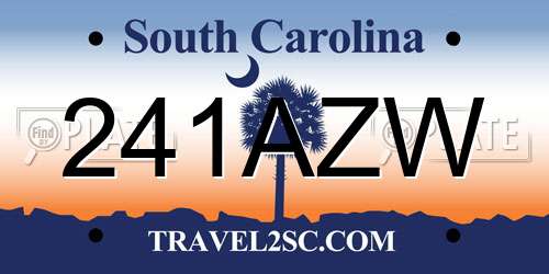 241AZW South Carolina License Plate