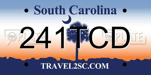 241TCD South Carolina License Plate