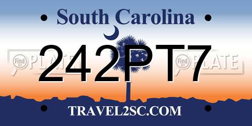 242PT7 South Carolina License Plate