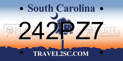 242PZ7 South Carolina License Plate