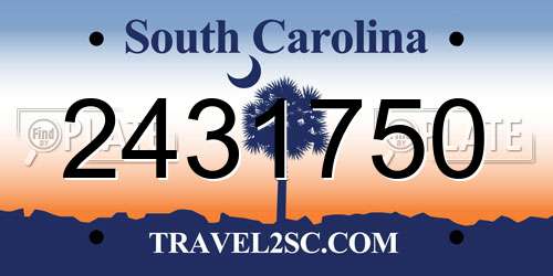 2431750 South Carolina License Plate