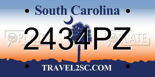 2434PZ South Carolina License Plate