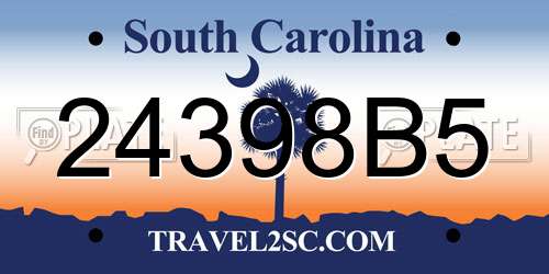 24398B5 South Carolina License Plate
