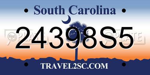 24398S5 South Carolina License Plate