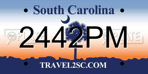 2442PM South Carolina License Plate