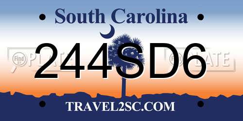 244SD6 South Carolina License Plate