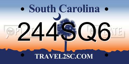 244SQ6 South Carolina License Plate