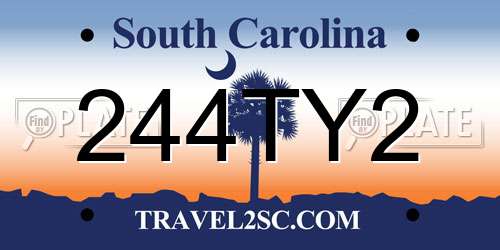 244TY2 South Carolina License Plate