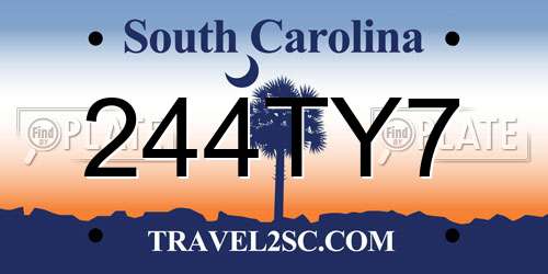 244TY7 South Carolina License Plate