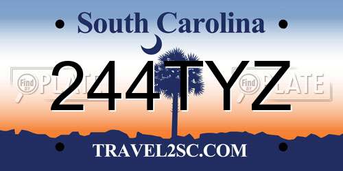 244TYZ South Carolina License Plate