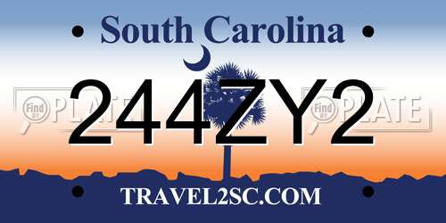 244ZY2 South Carolina License Plate