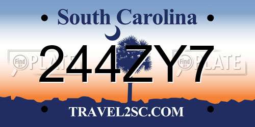 244ZY7 South Carolina License Plate