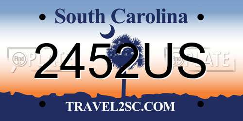 2452US South Carolina License Plate