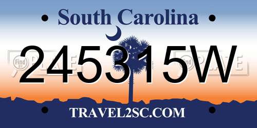 245315W South Carolina License Plate