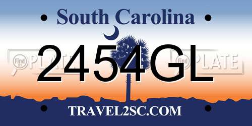 2454GL South Carolina License Plate
