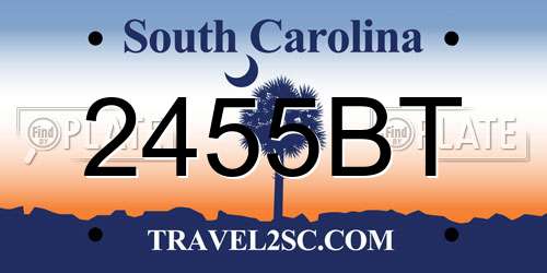 2455BT South Carolina License Plate