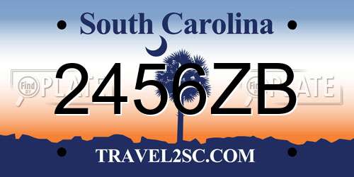 2456ZB South Carolina License Plate