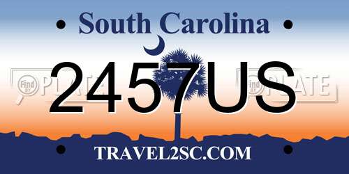 2457US South Carolina License Plate