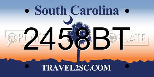 2458BT South Carolina License Plate