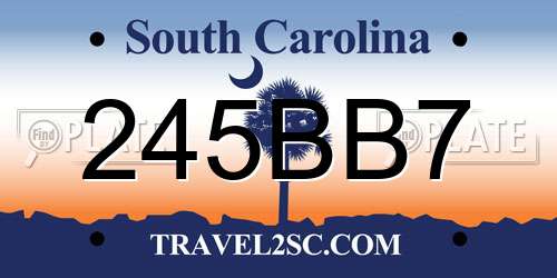 245BB7 South Carolina License Plate