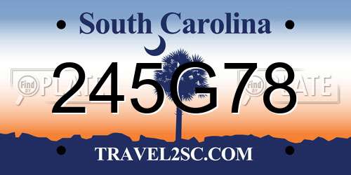 245G78 South Carolina License Plate