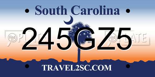 245GZ5 South Carolina License Plate