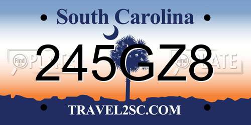 245GZ8 South Carolina License Plate