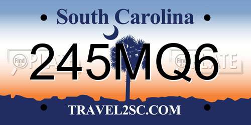 245MQ6 South Carolina License Plate