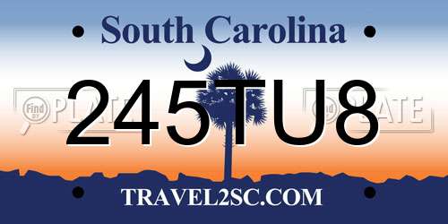 245TU8 South Carolina License Plate