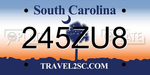 245ZU8 South Carolina License Plate