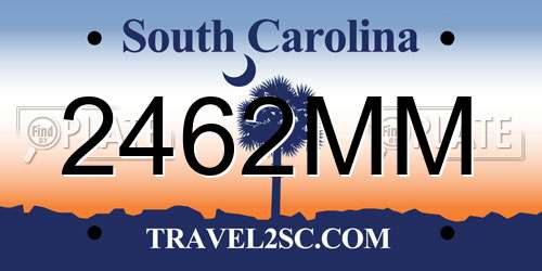 2462MM South Carolina License Plate