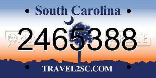 2465388 South Carolina License Plate