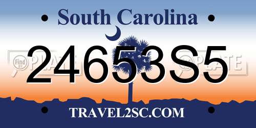 24653S5 South Carolina License Plate