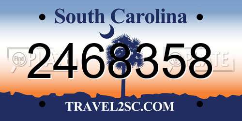 2468358 South Carolina License Plate