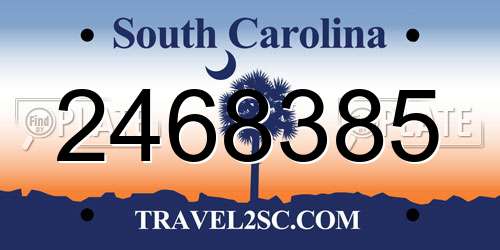 2468385 South Carolina License Plate