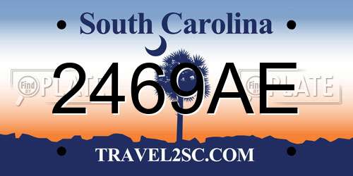 2469AE South Carolina License Plate