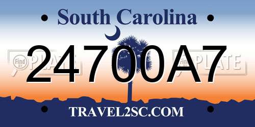 24700A7 South Carolina License Plate
