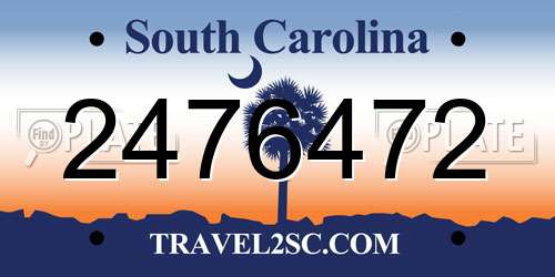 2476472 South Carolina License Plate