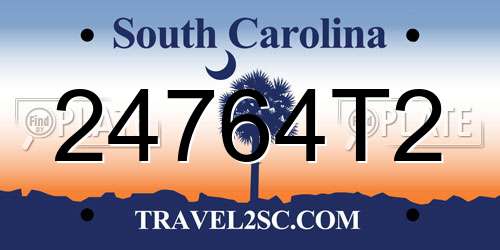 24764T2 South Carolina License Plate