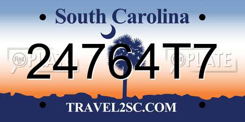 24764T7 South Carolina License Plate