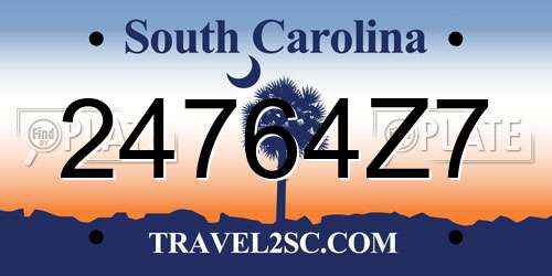 24764Z7 South Carolina License Plate